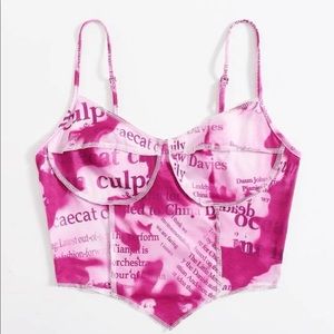 Shein Letter & Tie Dye Print Asymmetrical Hem Crop Cami Top